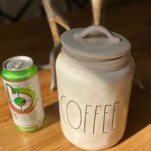 Rae Dunn, M stamped large COFFEE canister with dimples